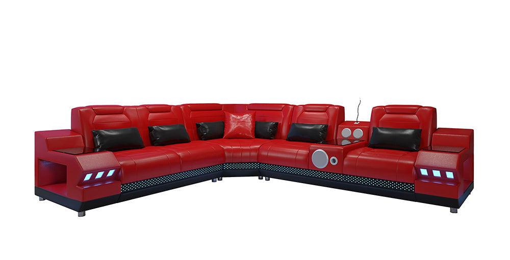 Celsius Small Modern Leather Sectional with Console