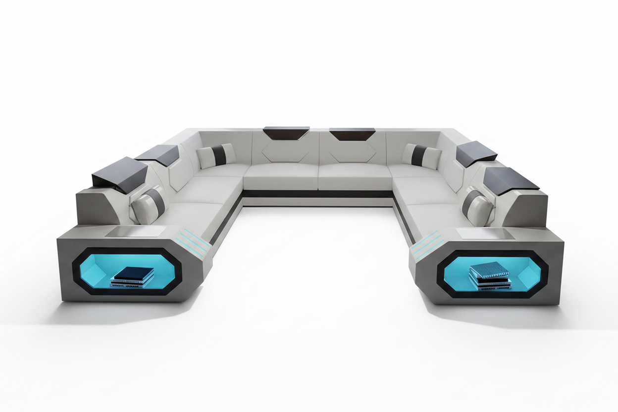 Sahara U Shape Leather Sectional - Studio White Background