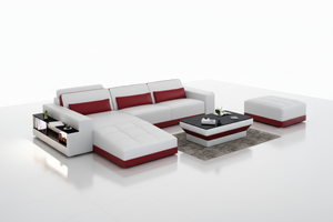 Silian Leather Sectional with Storage & LED Light