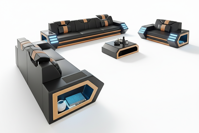 Steffi Leather Sofa Set with LED Light