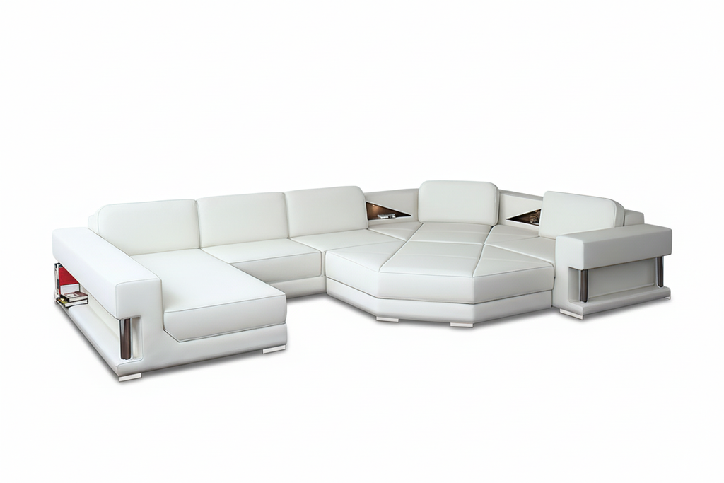 Stoughton Leather Sectional with Ottoman