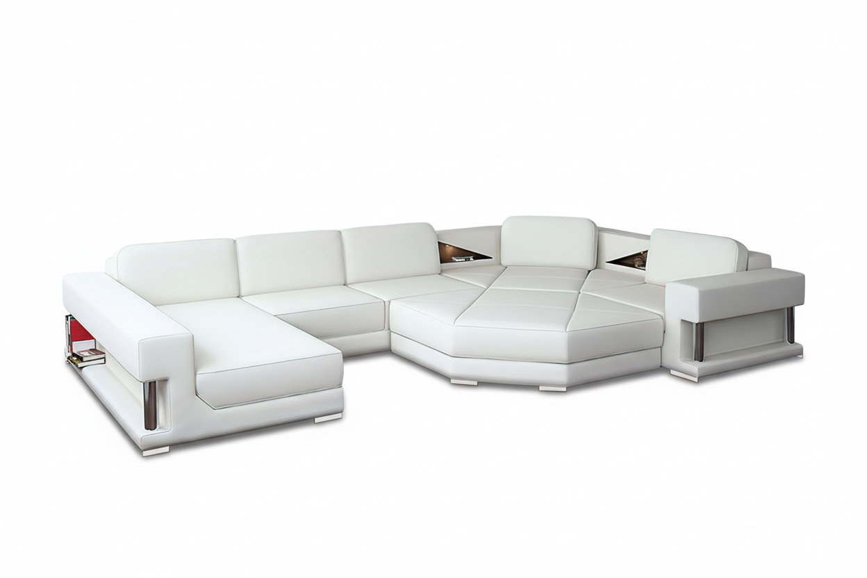 Stoughton Leather Sectional with Ottoman
