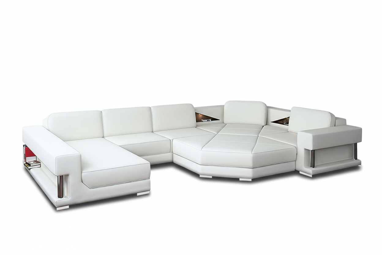 Stoughton Leather Sectional with Ottoman