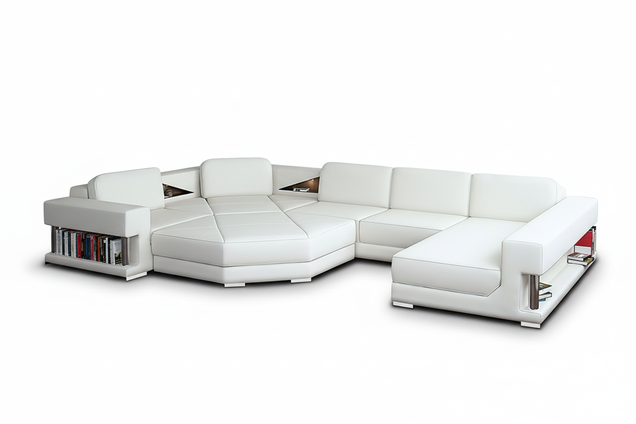 Stoughton Leather Sectional with Ottoman