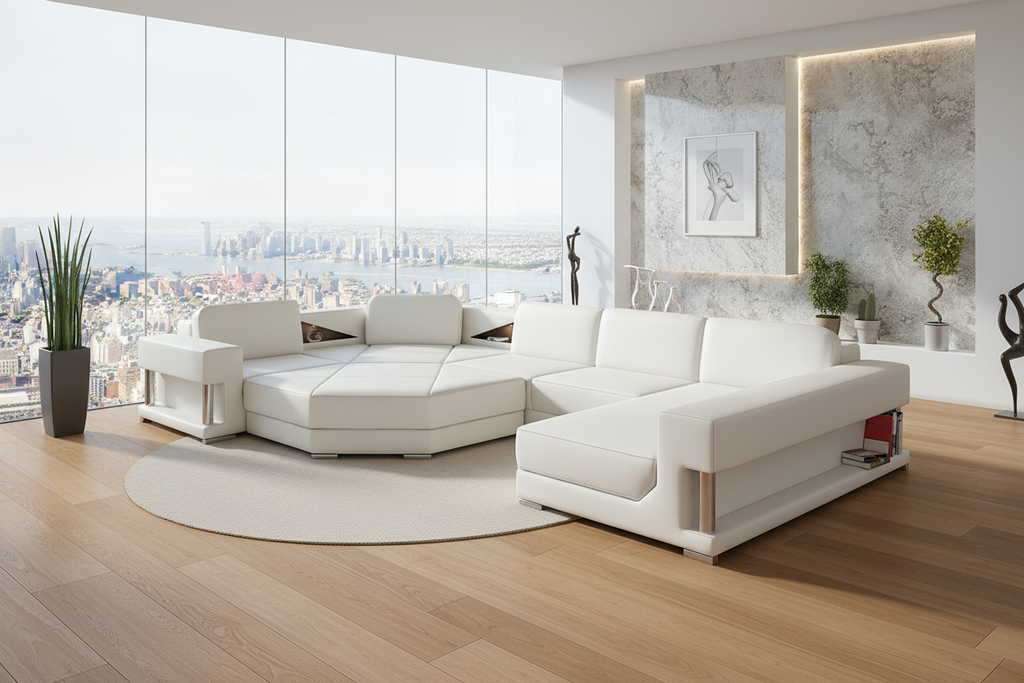 Stoughton Leather Sectional with Ottoman