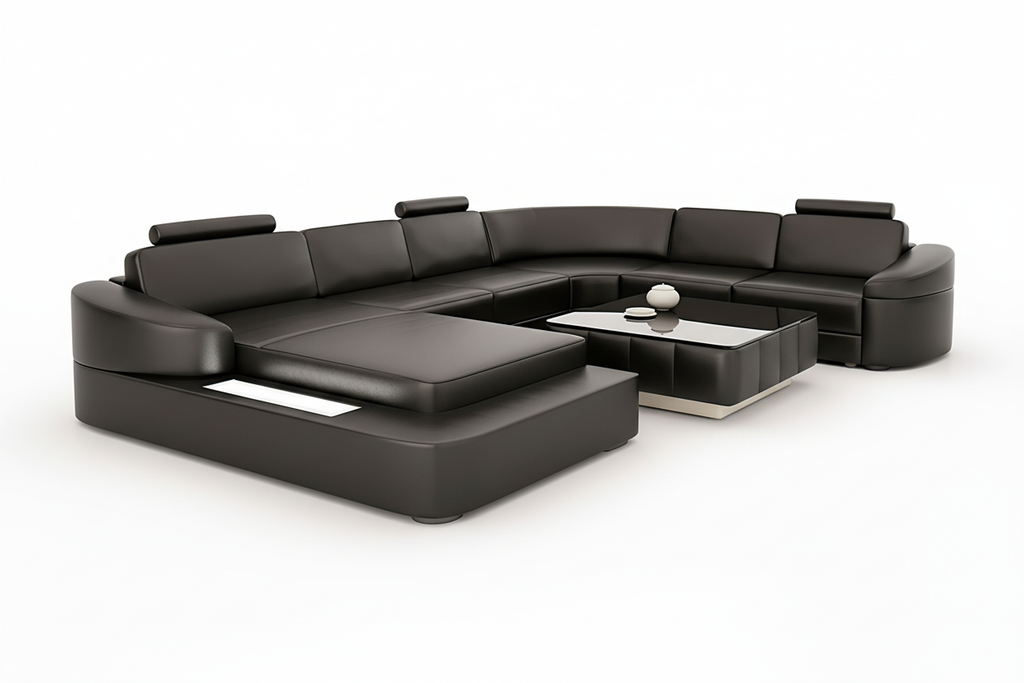 Stricker Leather Sectional with LED Light