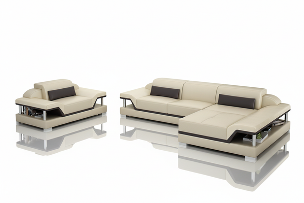 Taliya Mini Modern Leather Sectional with Chaise