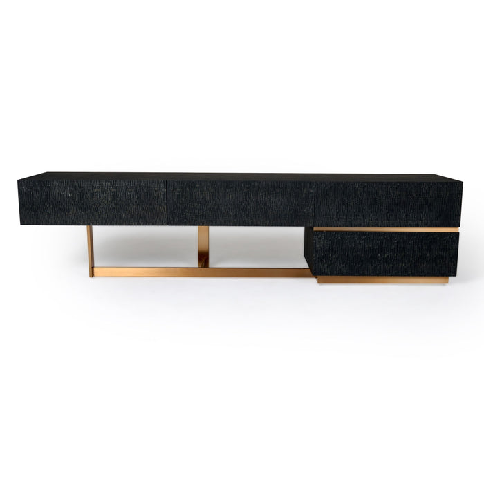 Modrest Tasha - Modern Black Ash + Brushed Gold TV Stand