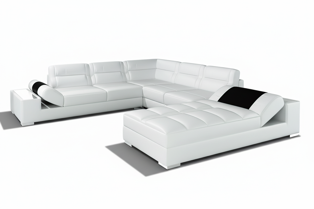 Thataway Modern Leather Sectional with Storage