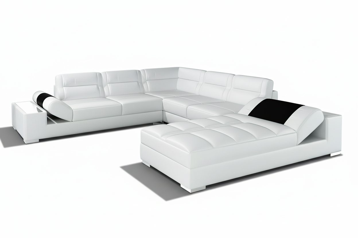 Thataway Modern Leather Sectional with Storage