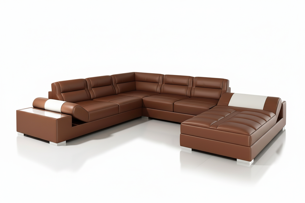 Thataway Modern Leather Sectional with Storage