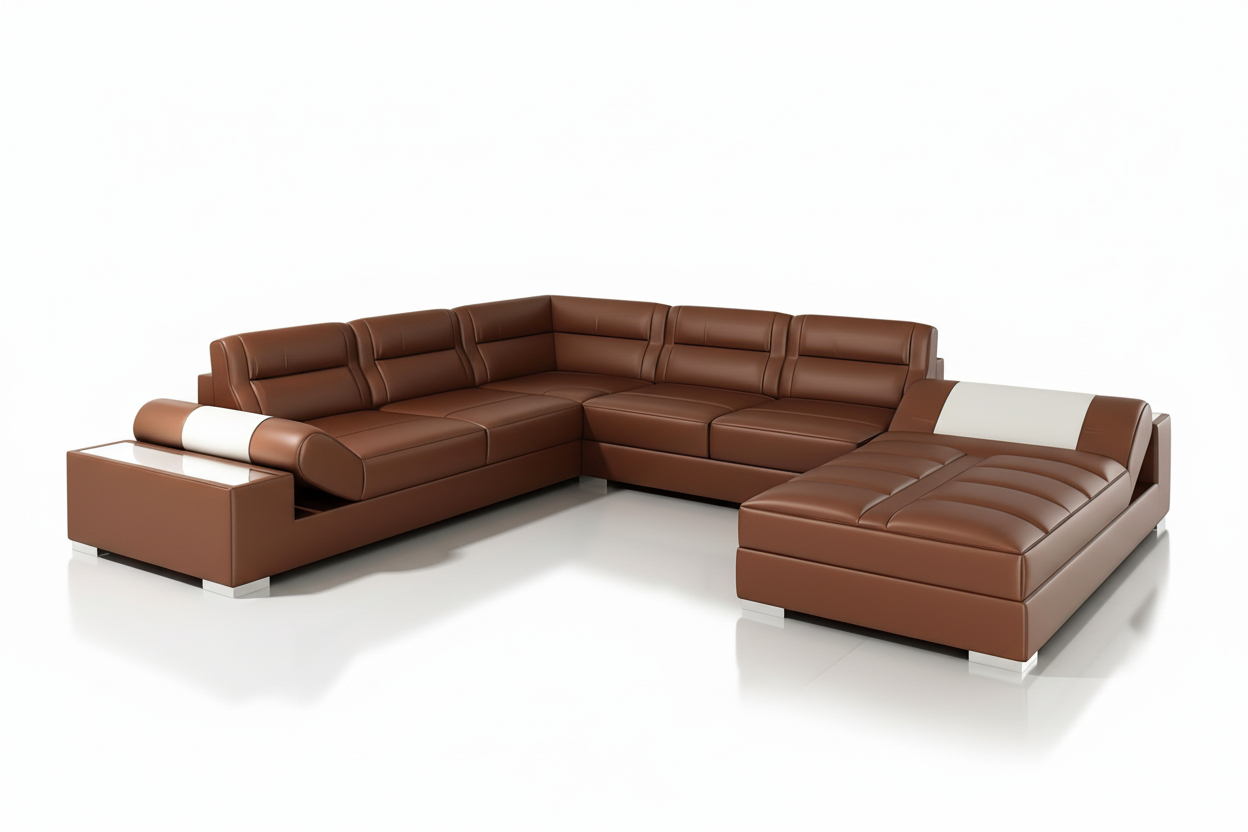 Thataway Modern Leather Sectional with Storage