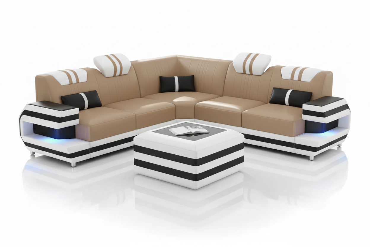 U-Shaped Sectional Beige White