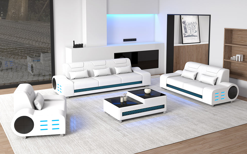 Elliot Modern Leather Sofa Set