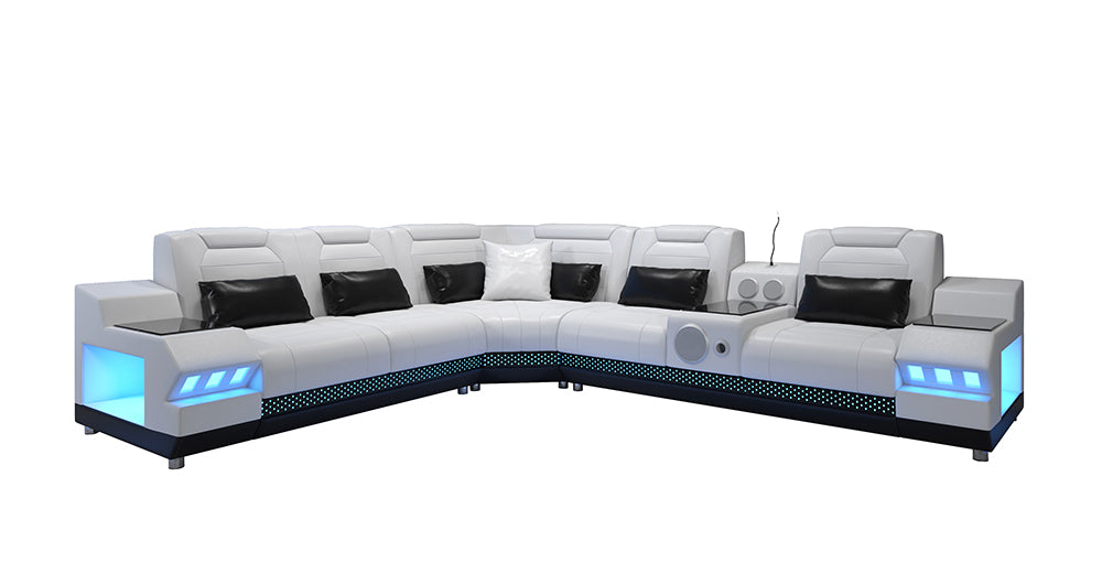 Celsius Small Modern Leather Sectional with Console