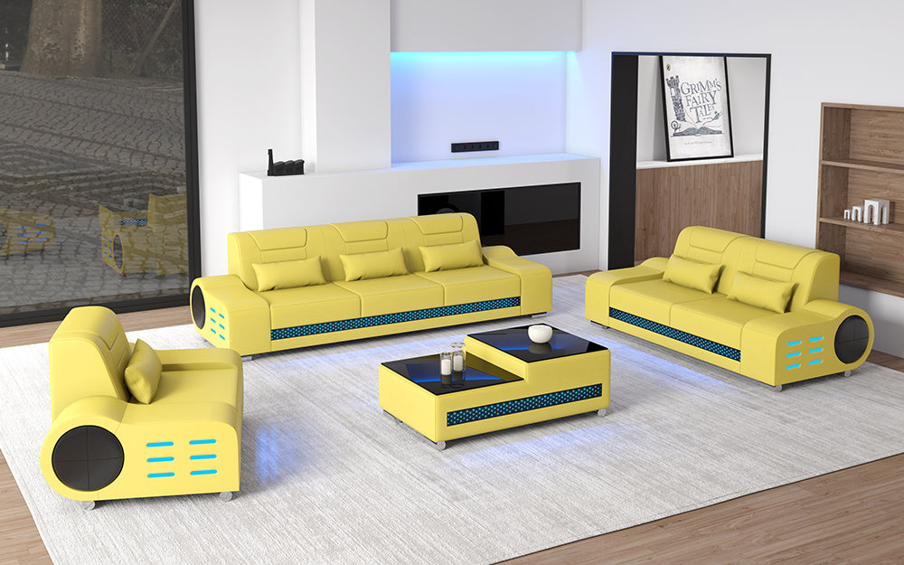 Elliot Modern Leather Sofa Set