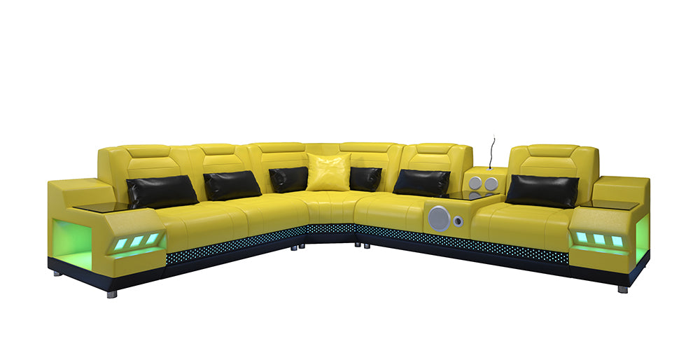 Celsius Small Modern Leather Sectional with Console
