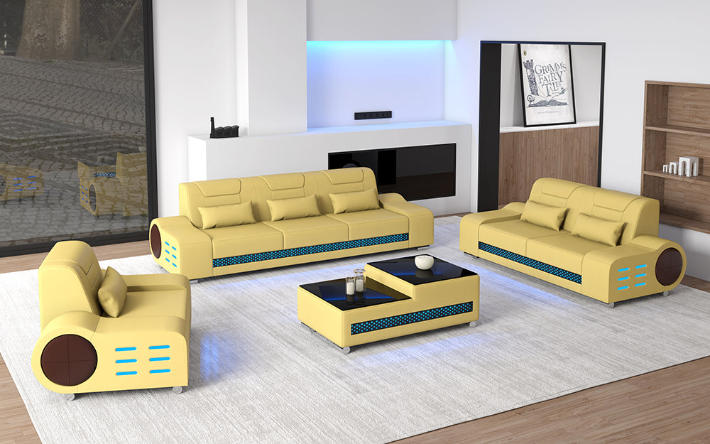 Elliot Modern Leather Sofa Set