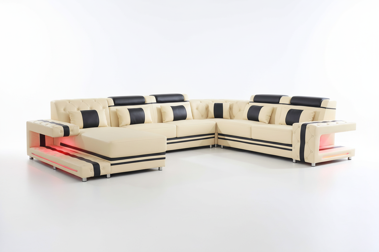 Zion Modern Sectional Sofa with LED Light