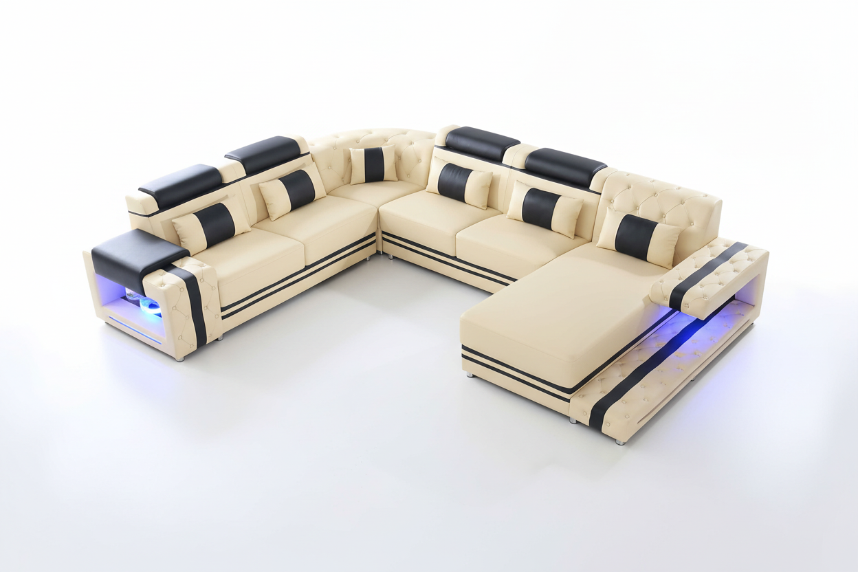 Zion Modern Sectional Sofa with LED Light
