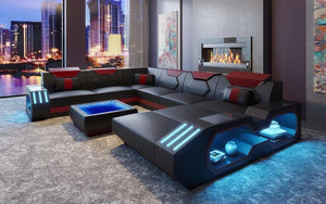 Sahara Modern Leather Sectional with Coffee Table