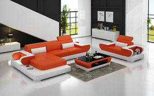 Ezrael Mini Modern Leather Sectional with Chaise