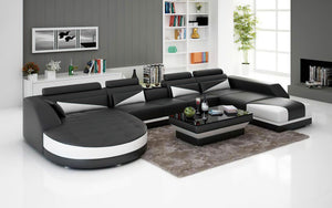 Lilo Leather Sectional with Shape Chaise