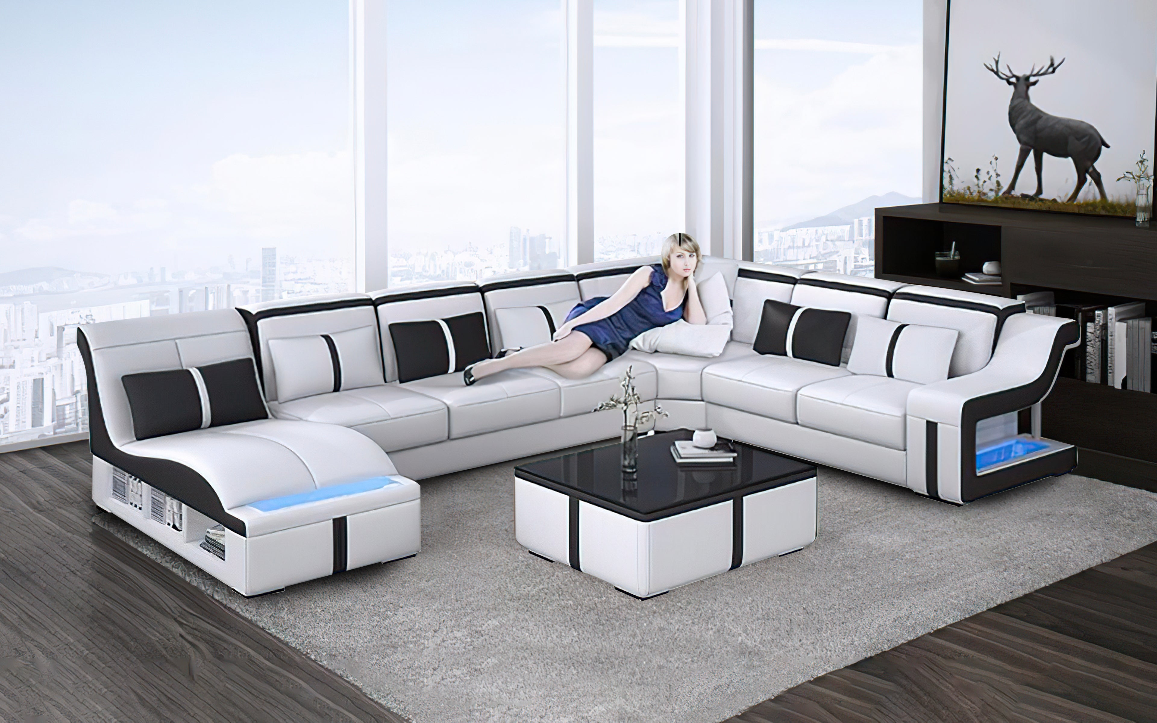 Lisa Modern Leather Sectional|Modern Furniture Store Las Vegas