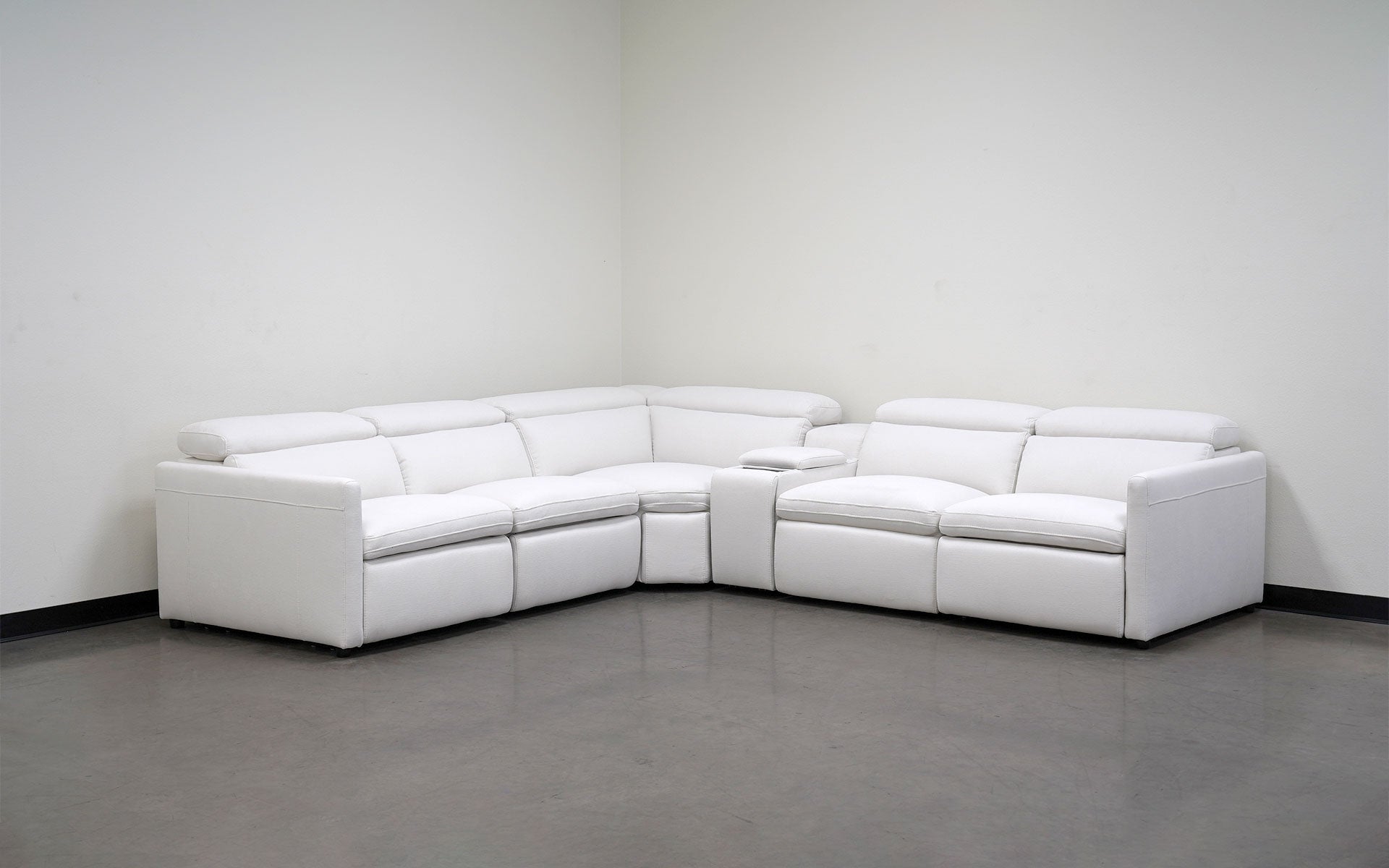 Maison Leather Recliner Sectional Sofa With Console