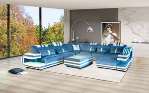Celine Modern Leather Sectional with LED Light
