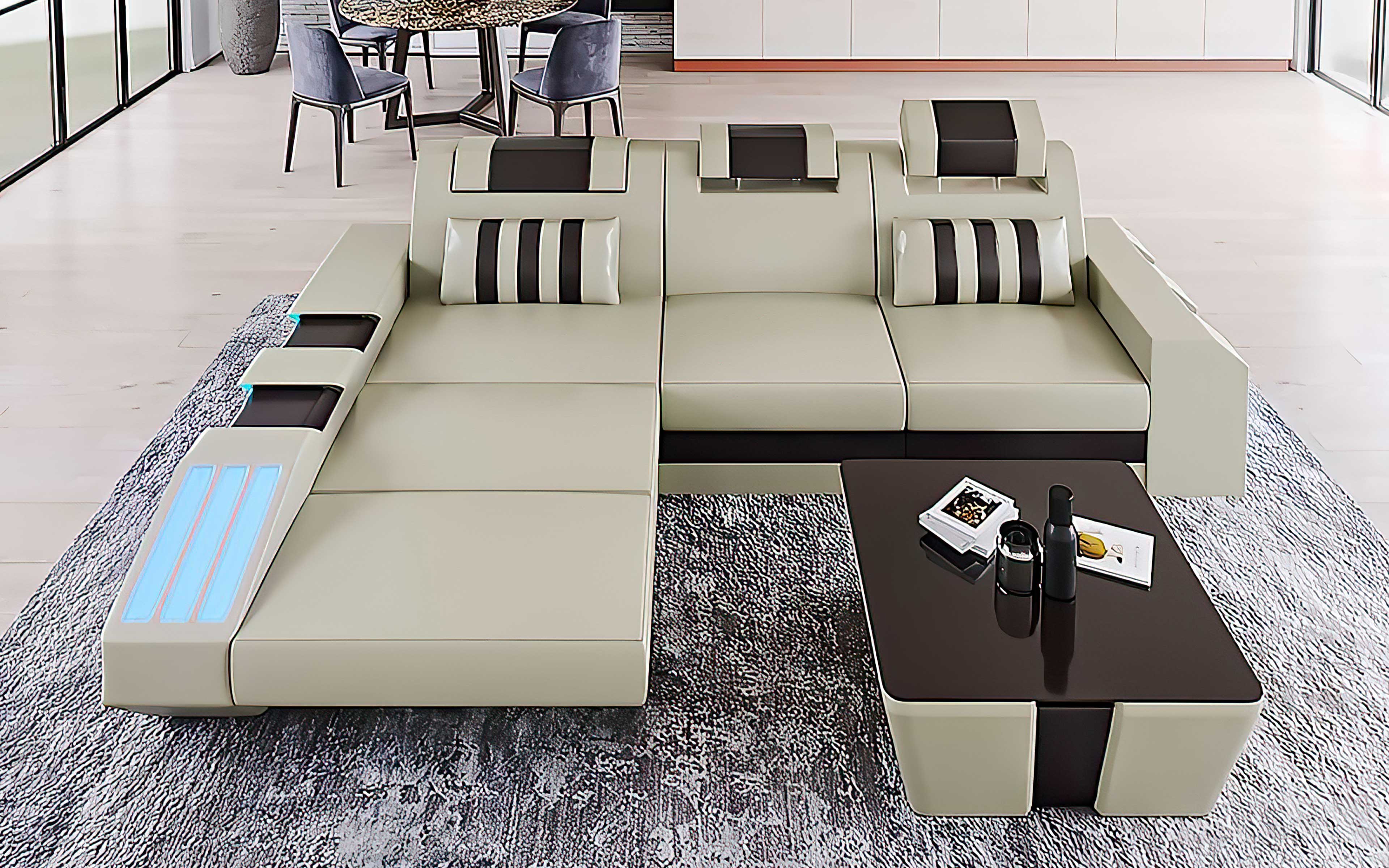 Cosmo Compact LED Sectional - Small Space Party Couch with Mood Lighting