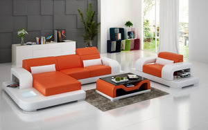 Gara Mini Modern Leather Sectional with Chaise