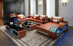 Omont Modern Leather Sectional with Console | Futuristic Furniture