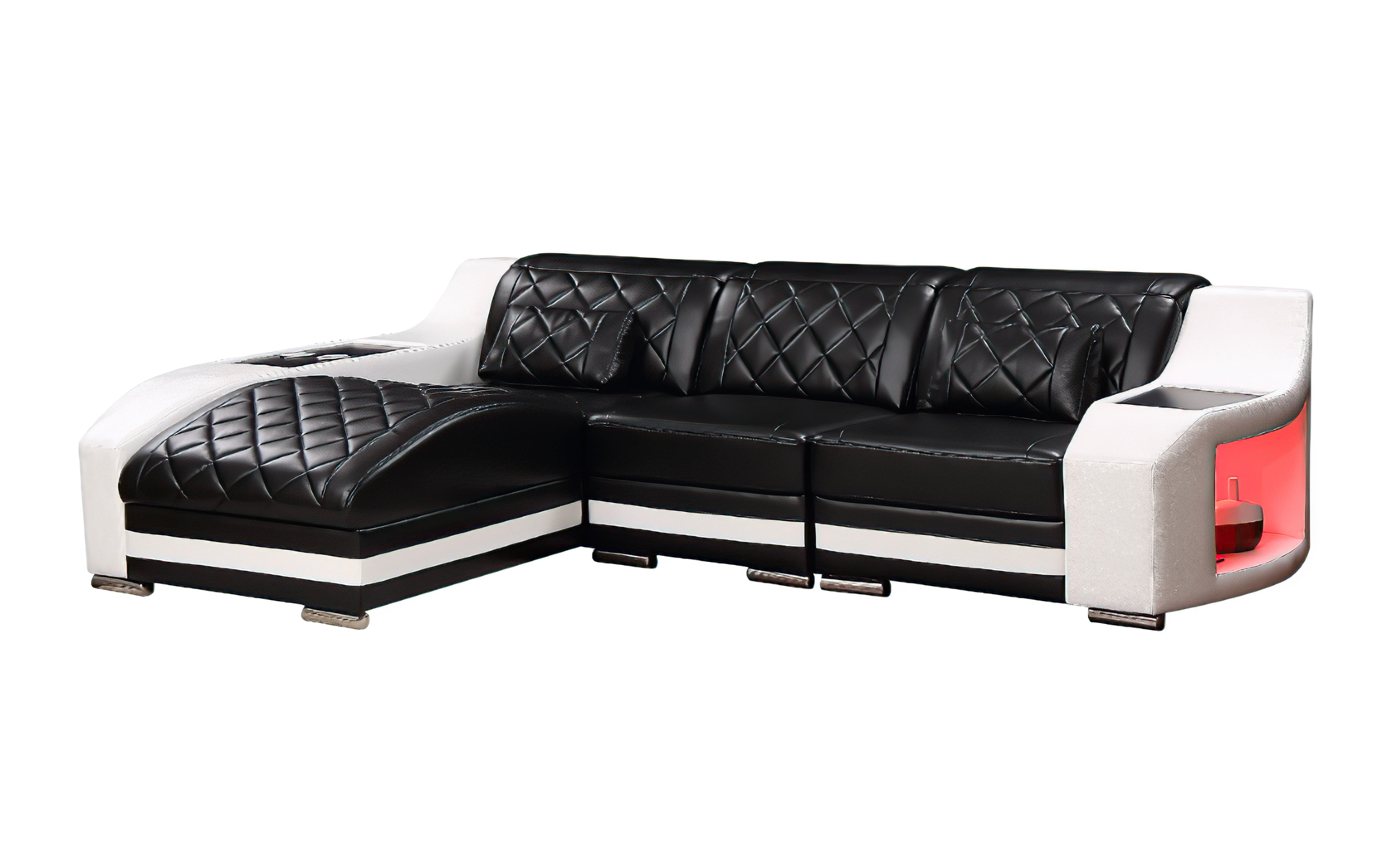 Saturn Modern Leather Sectional with Shaped Chaise