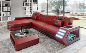 Stebbins Modern Leather Sectional with Chaise