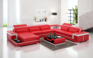 Perrault Leather Sectional with Adjustable Headrest