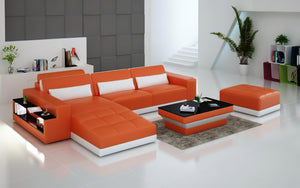 Silian Leather Sectional with Storage & LED Light