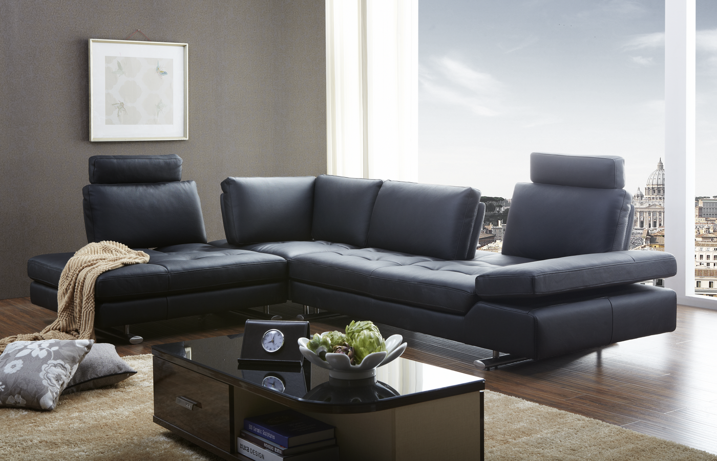 Leather Sectional With Adjule