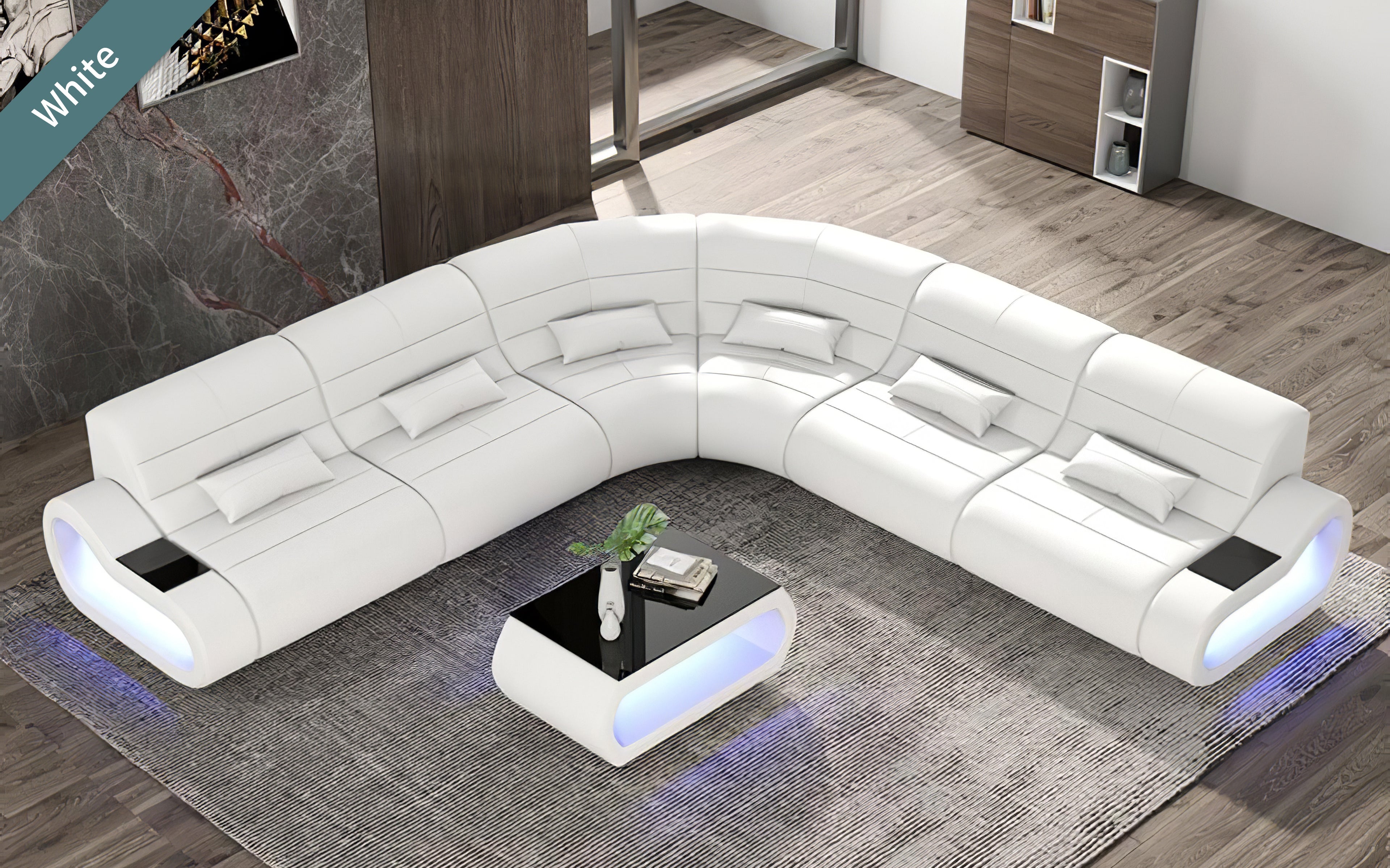 Catina Leather Corner Sectional|Modern Furniture Store Las Vegas
