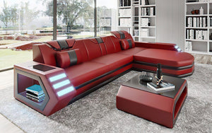 Stebbins Modern Leather Sectional with Chaise