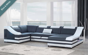 Comet Modern Leather Sectional with LED Light