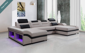 Venus Modern Leather Sectional with USB Port