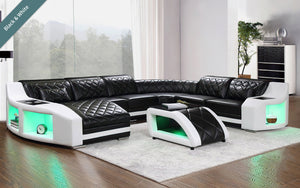 Saturn Modern Leather Sectional with Shaped Chaise