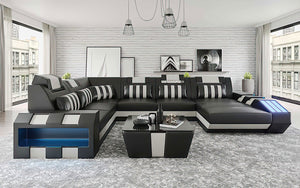 Cosmo Modern Leather Sectional with LED