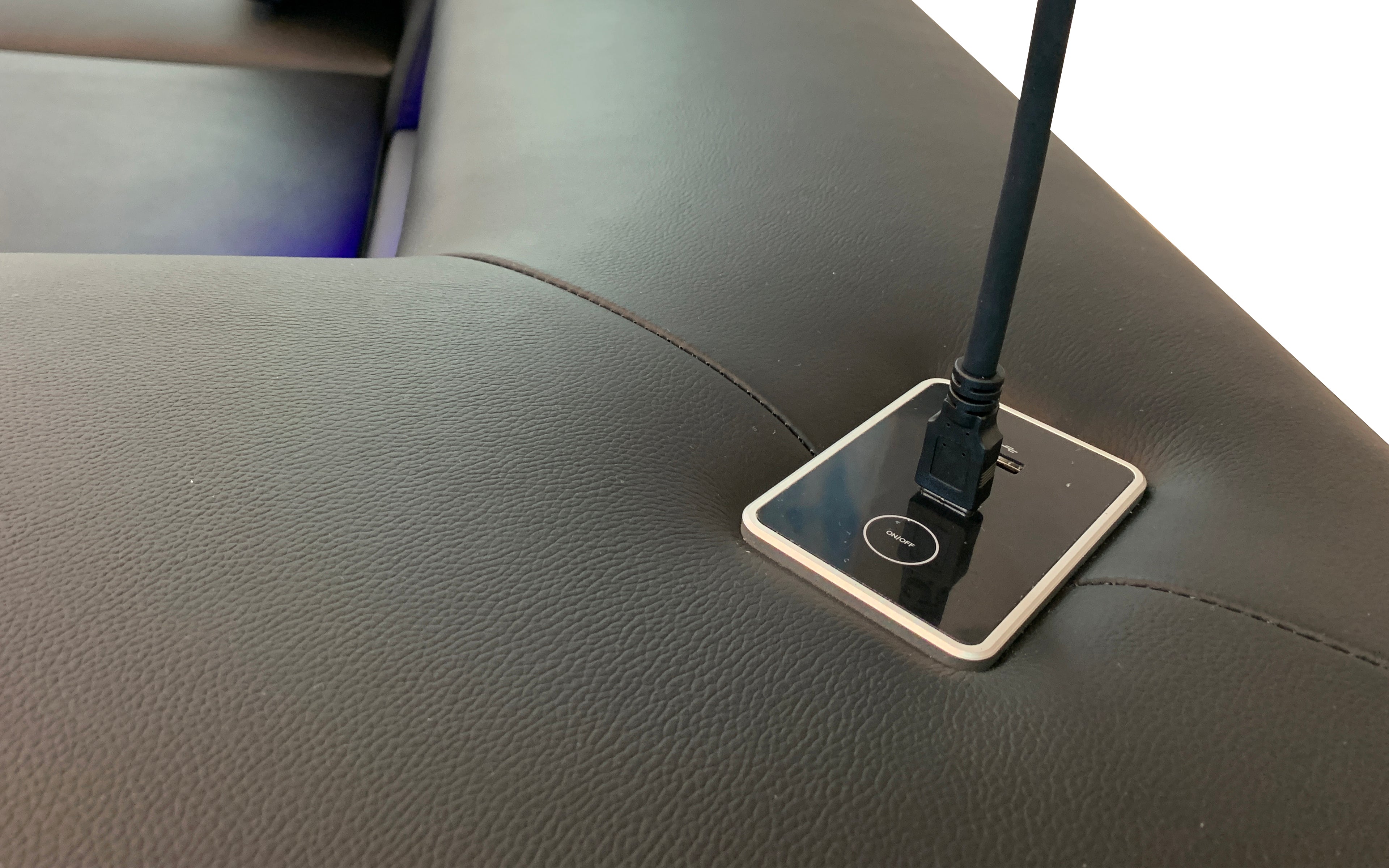 Omont Large Modern Leather Sectional with Console | Futuristic Furniture