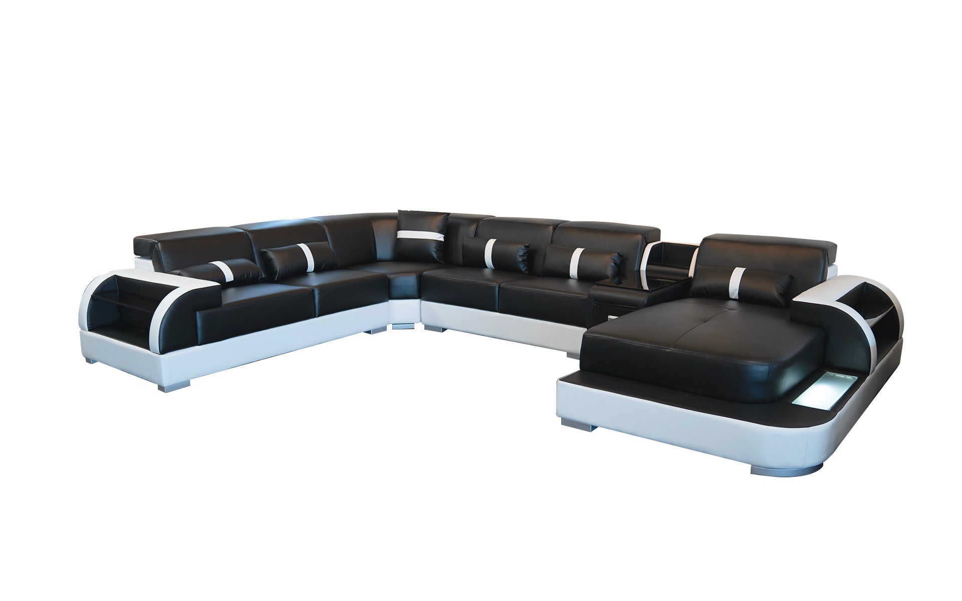 Modern Blaylock Leather Sectional Sofa U Shape-Storage|Jubilee Modern Blaylock Leather Sectional Sofa U Shape-Storage|Jubilee