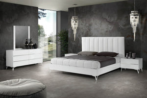 Astalina Modern White Eco Leather Bed
