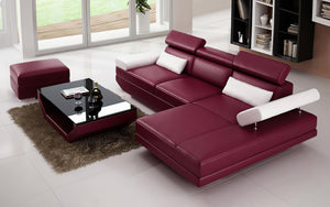 Merdell Mini Modern Leather Sectional with Chaise