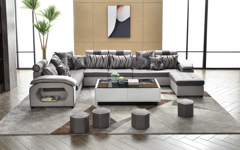 Selena Modular Tufted Sectional StyleB(Grey & Light Grey) – Jubilee ...