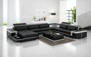 Perrault Leather Sectional with Adjustable Headrest